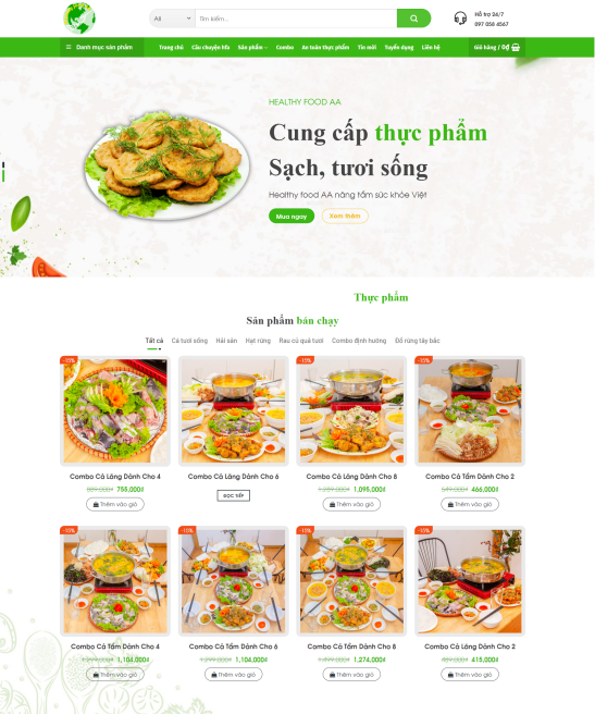 Thiết kế web thực phẩm sạch, mẫu web thực phẩm xanh