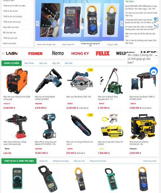 Trang web về siêu thị thiết bị vật tự đẹp