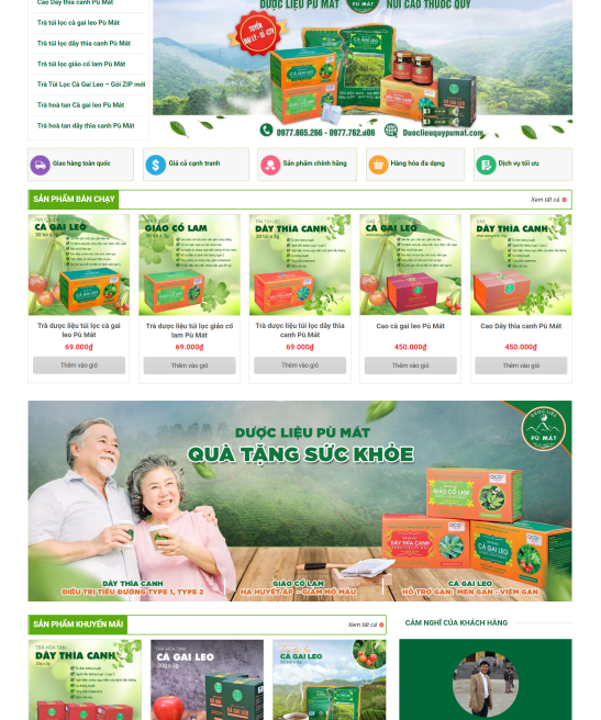 Giao diện website Dược liệu, thực phẩm xanh, giao diện web chè
