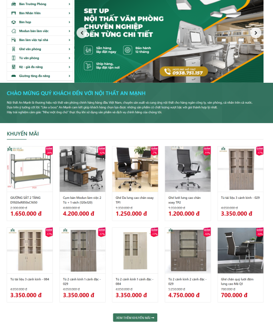 Giao diện website nội thất, sofa đẹp