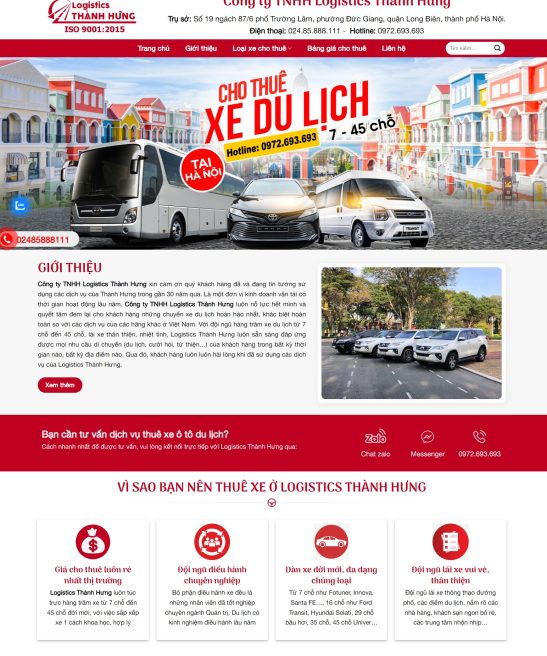 Giao diện web xe du lịch, vận tải đẹp mắt