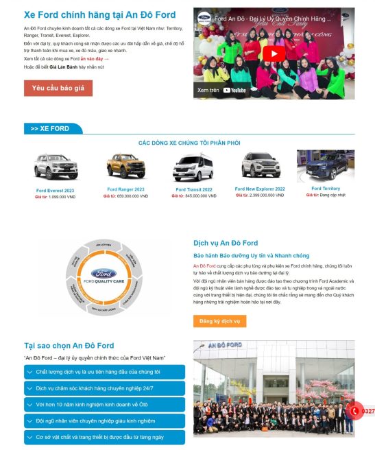 Thiết kế web xe ô tô hãng Ford đẹp mắt mới ra