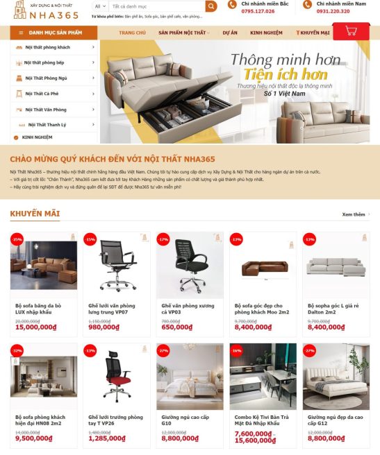 Thiết kế web shop nội thất đẹp , web shop decor