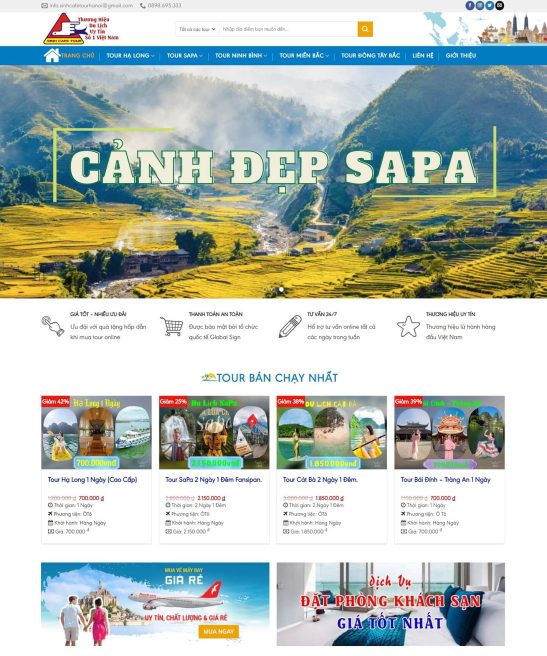 Trang website về du lịch đẹp, chuyên nghiệp