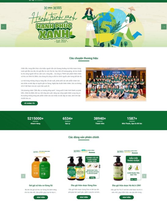 Trang website về sản phẩm thiên nhiên và hữu cơ