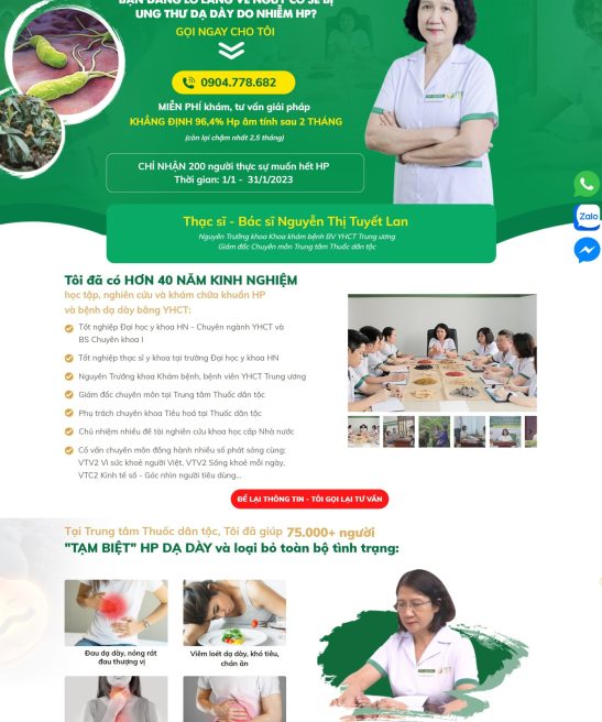 Mẫu web landing page đẹp về Đông y