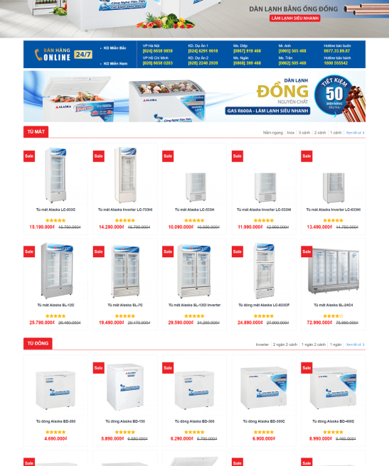 Giao diện web điện tử điện lạnh đẹp