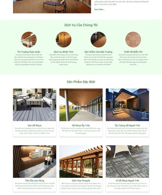 Trang web gỗ nhựa Thăng Long trình bày đẹp