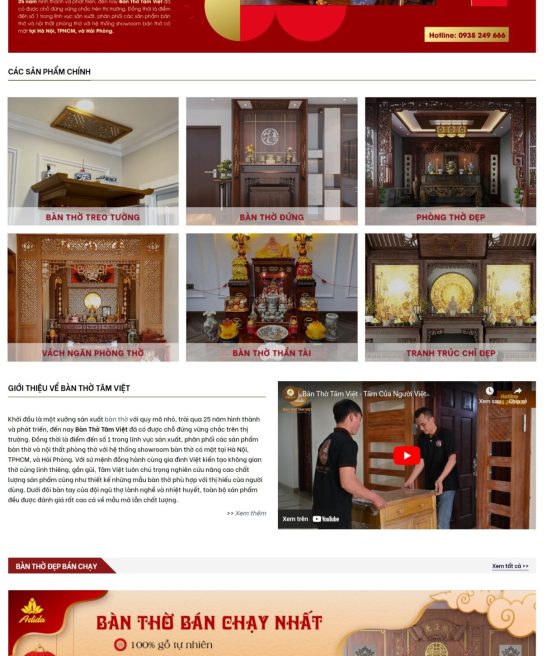 Thiết kế website nội thất phòng thờ, bàn thờ đẹp
