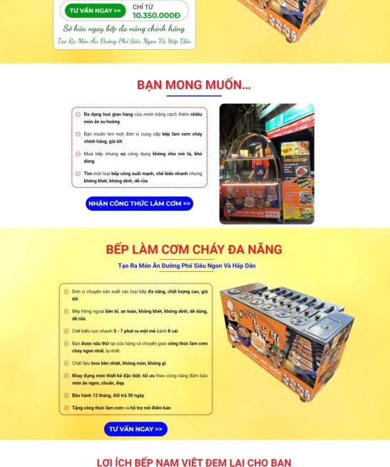 Thiết Kế Landing Page Về Bếp Làm Cơm Cháy