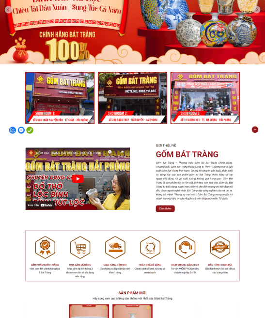 Thiết kế website đồ gốm Bát Tràng đẹp