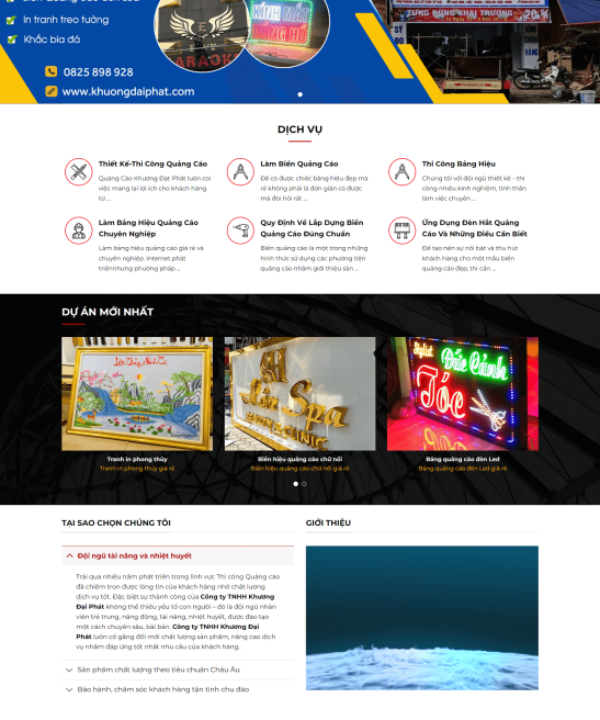 Giao diện web làm biển quảng cáo đẹp