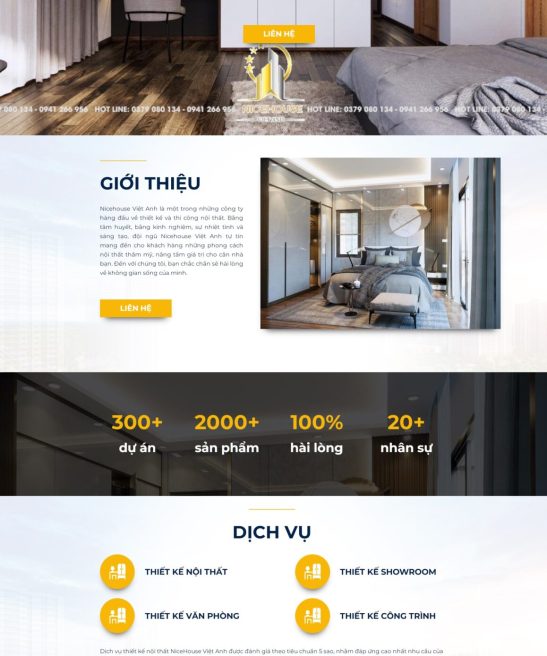 Mẫu website thiết kế, thi công nội thất đẹp