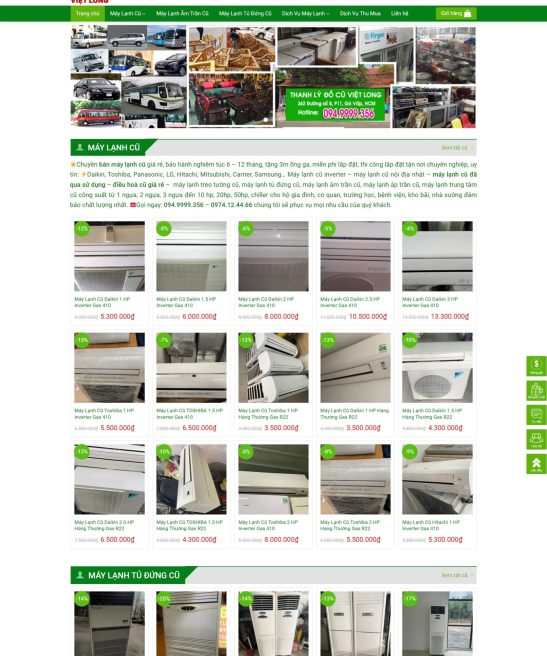 Thiết kế Website bán máy lạnh cũ giá rẻ