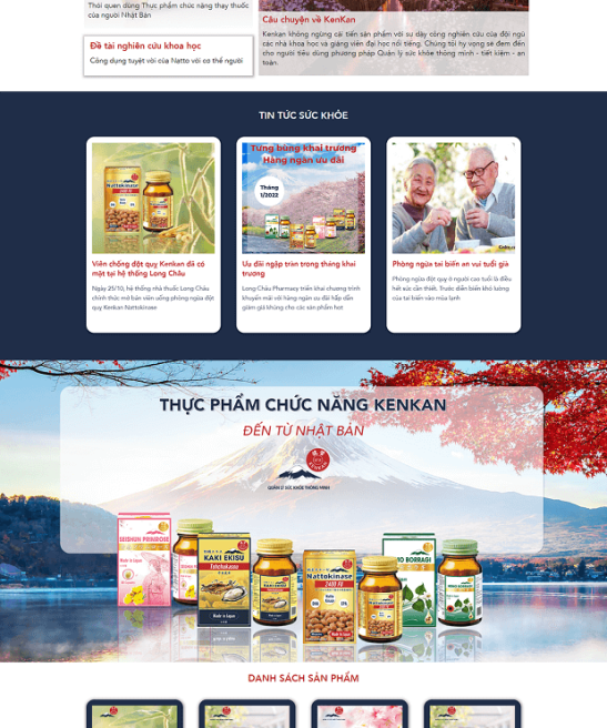 Trang web thực phẩm chức năng trình bày đẹp