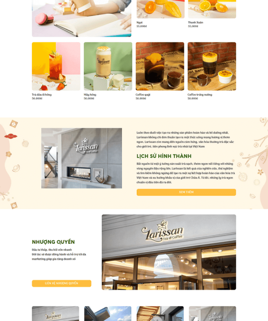 Giao diện web trà sữa, trà hoa quả hấp dẫn
