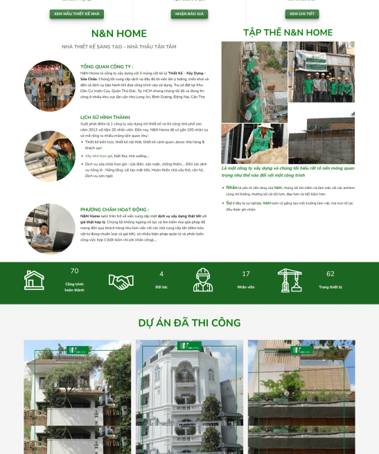 Giao diện web xây dựng thi công công trình