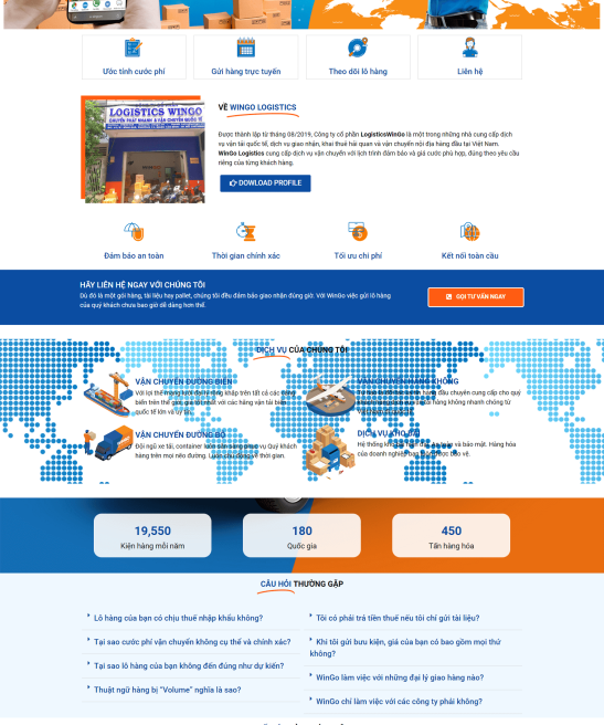 Giao diện web dịch vụ vận chuyển hàng hóa chuyên nghiệp