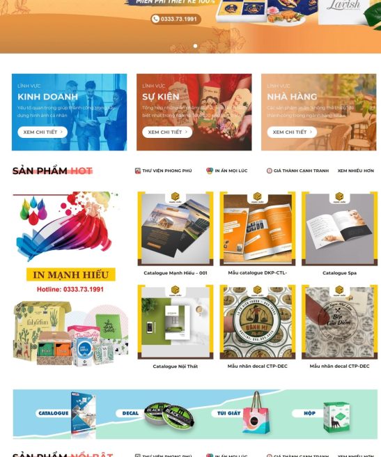 Trang web thiết kế, in ấn bao bì tem nhãn, túi giấy