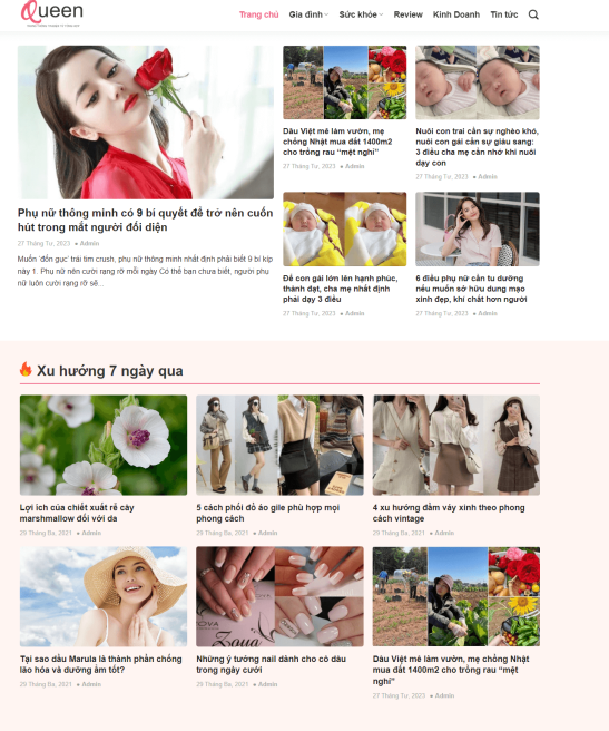 Giao diện web tin tức show hình ảnh và bài viết bắt mắt