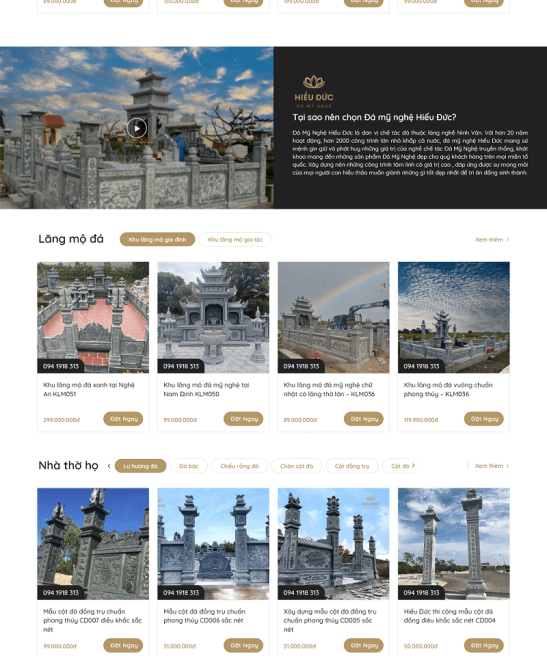 Giao diện web đá mỹ nghệ trình bày đẹp và chuyên nghiệp