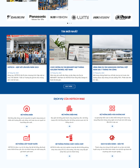 Giao diện giới thiệu và trình bày sản phẩm web cơ điện hiện đại