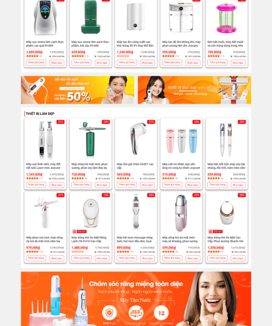 Mẫu giao diện website bán hàng gia dụng siêu thị