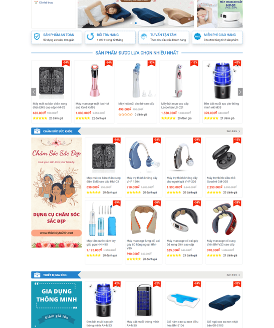 Giao diện thiết kế website thiết bị y tế ấn tượng đẹp mắt