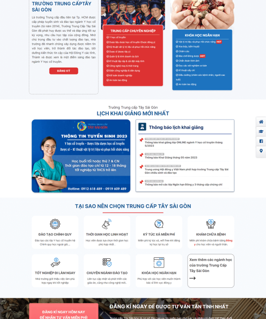 Giao diện web trường trung cấp chuyên nghiệp và chất lượng