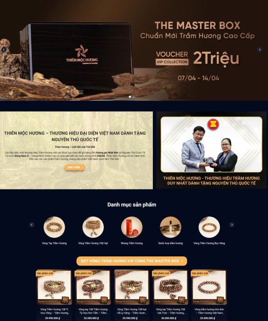 Mẫu website bán Trầm Hương giao diện chuẩn seo
