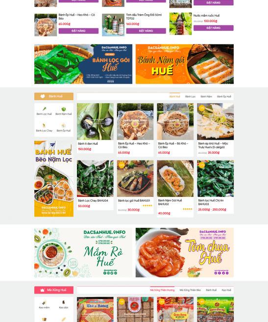 Giao diện web đặc sản Huế hấp dẫn hút khách