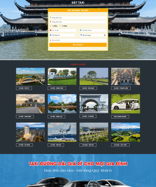 Giao diện web đặt xe tiện chuyến chất lượng, chuyên nghiệp