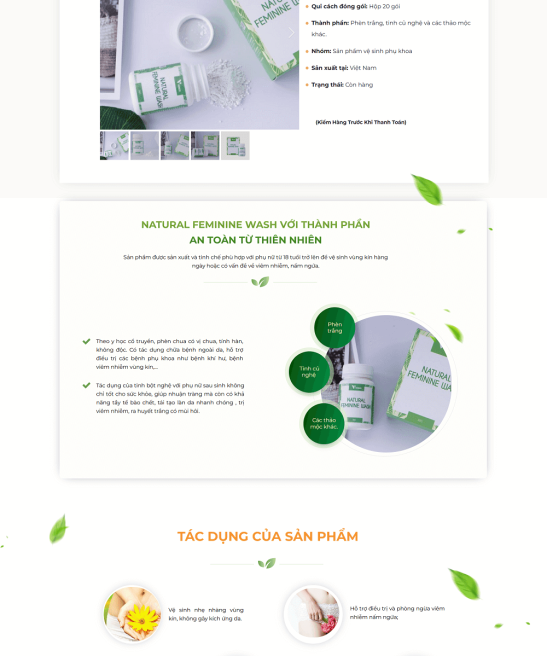 Mẫu landing page giới thiệu sản phẩm phụ khoa uy tín