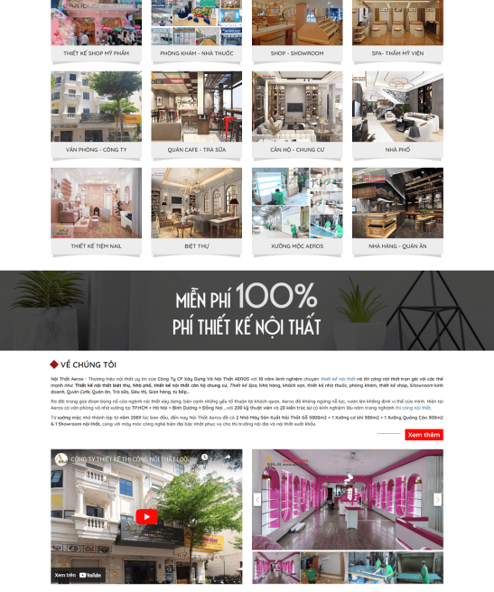 Trang web thiết kế và thi công nội thất ấn tượng, nổi bật