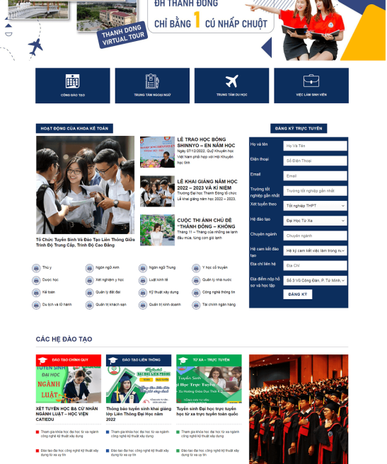Giao diện website trường đại học hiện đại đẹp mắt