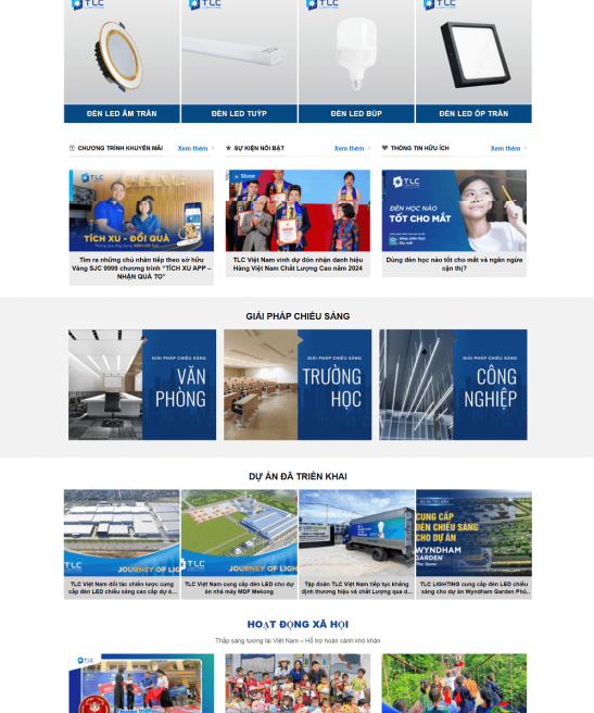 Giao diện website thiết bị điện chuyên nghiệp đẹp mắt