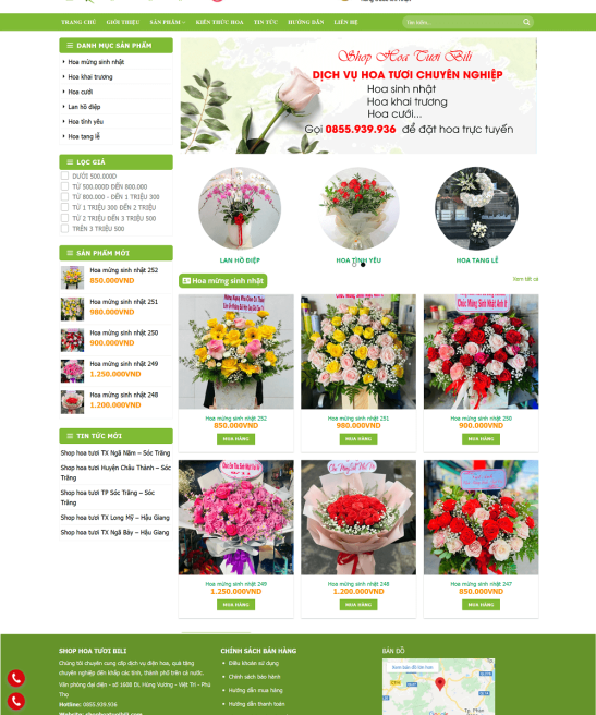 Trang web bán hoa tươi đẹp mắt, hiện đại, chuyên nghiệp