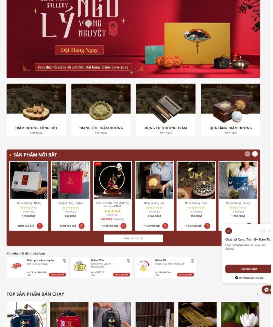 Thiết kế website trầm hương giao diện đẹp