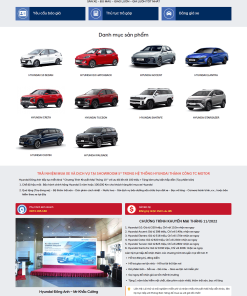 Giao diện web xe Hyundai trình bày đẹp, cuốn hút
