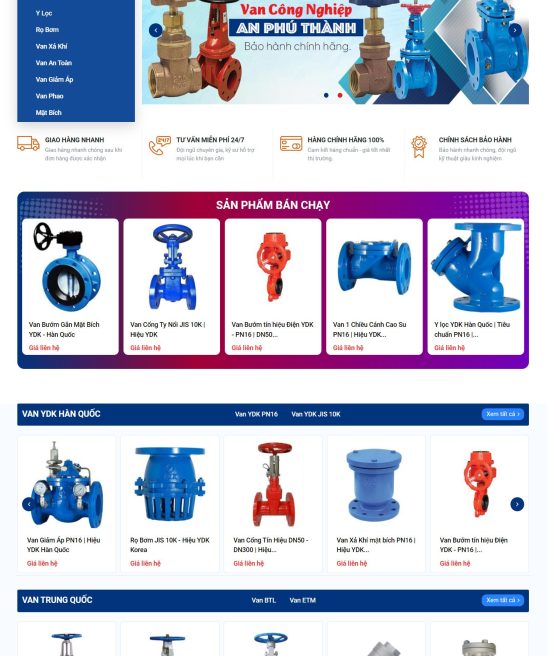 Thiết kế giao diện website công ty phân phối van công nghiệp