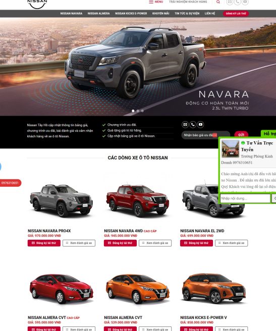 Thiết kế mẫu website bán ô tô Nissan chuyên nghiệp, đẹp mắt