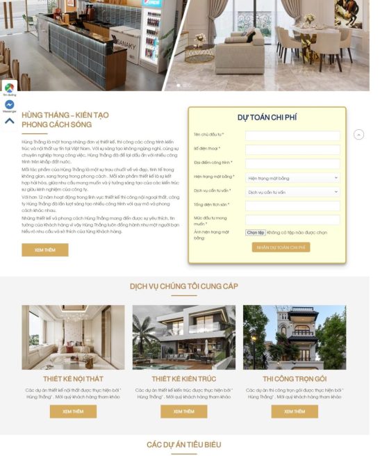 Thiết kế web về Nội thất kiến trúc đẹp mắt