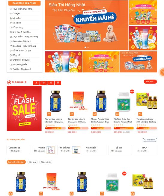 Thiết kế web siêu thị hàng nhật bản