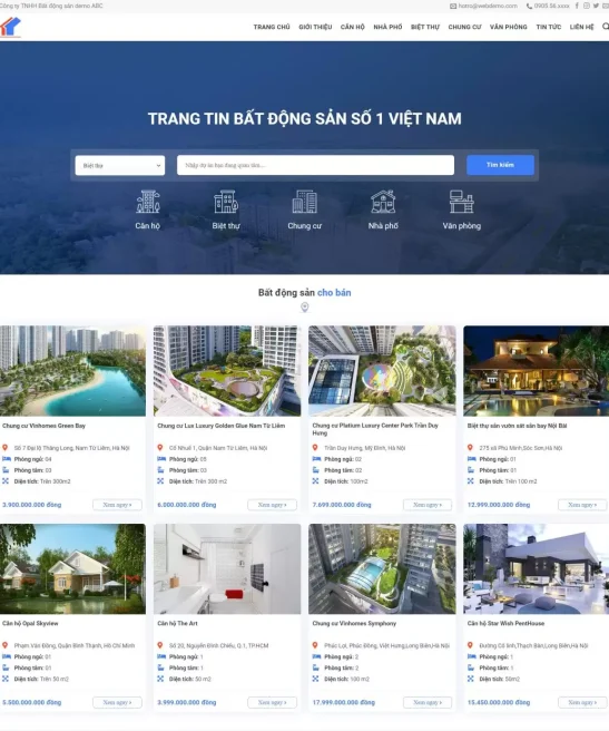 Trang web giao diện web bất động sản đẹp mắt
