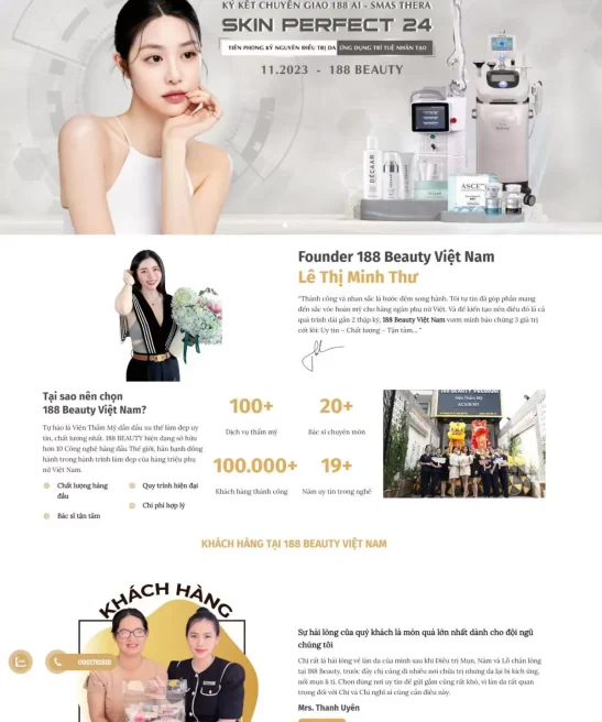 Trang giao diện web thẩm mỹ spa làm đẹp