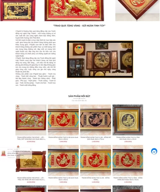 Giao diện web đồng hồ – quà tặng doanh nghiệp