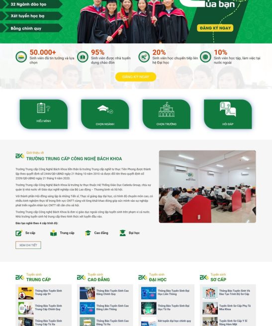 Thiết kế website tuyển sinh Trường Trung Cấp Công Nghệ Bách Khoa