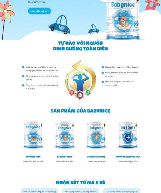 Thiết kế website bán sữa dinh dưỡng giao diện đẹp mắt, hài hòa