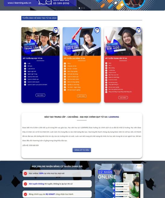Thiết kế website tuyển sinh hệ đào tạo từ xa