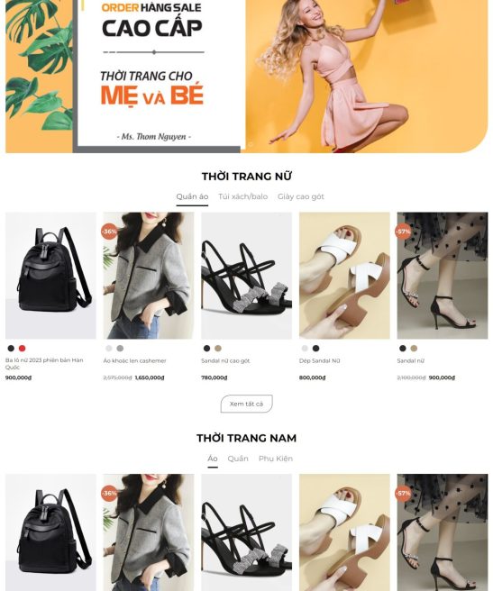 Mẫu thiết kế web bán quần áo thời trang online